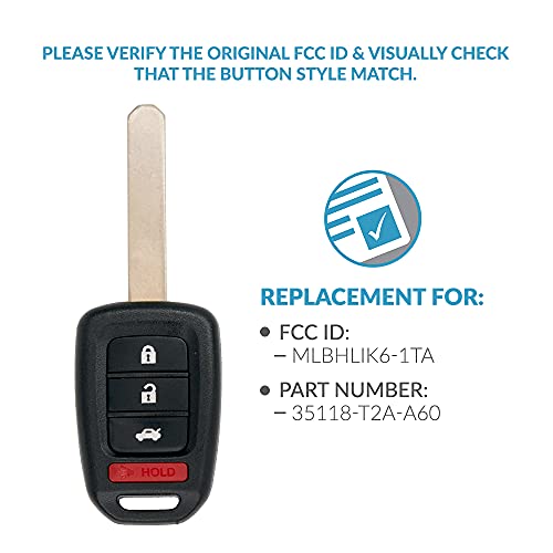 Keyless2Go Replacement for Keyless Entry Remote Car Key Fob for Select 2016 2017 Honda Accord & Civic Vehicles 35118-T2A-A60 - Image 4