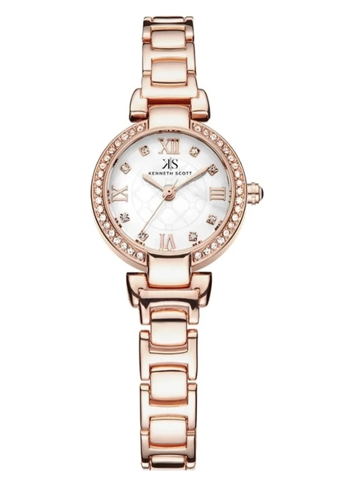 KENNETH SCOTT Kenneth Scott K22520-RBKM Women's Analog Display Watch & Alloy Strap Rose Gold