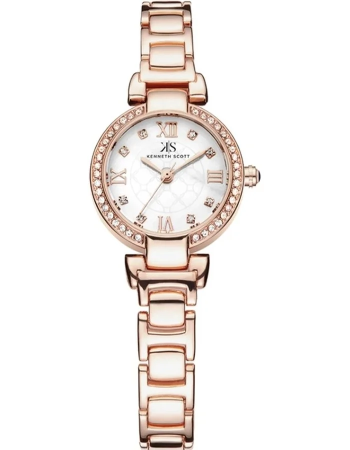 KENNETH SCOTT Kenneth Scott K22520-RBKM Women's Analog Display Watch & Alloy Strap Rose Gold