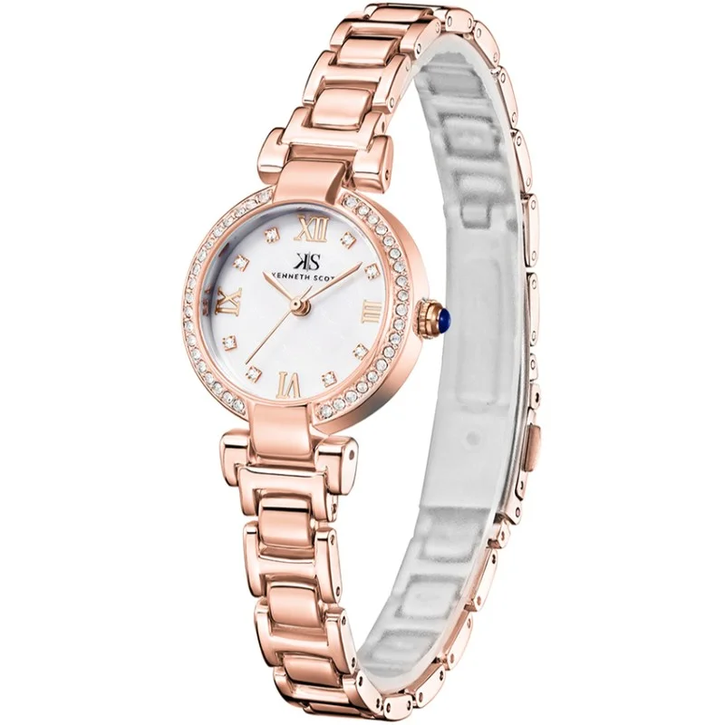 KENNETH SCOTT Kenneth Scott K22520-RBKM Women's Analog Display Watch & Alloy Strap Rose Gold