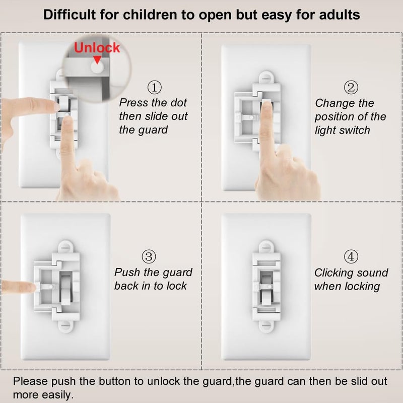 SOZULAMP Child Proof Light Switch Cover Guard 5Pack - Unbreakable Toggle Switch Protector for Kids Safety, Smart Home & Security, 24/7 Protection,White - Image 4