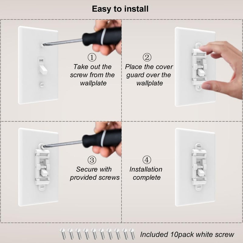SOZULAMP Child Proof Light Switch Cover Guard 5Pack - Unbreakable Toggle Switch Protector for Kids Safety, Smart Home & Security, 24/7 Protection,White - Image 5