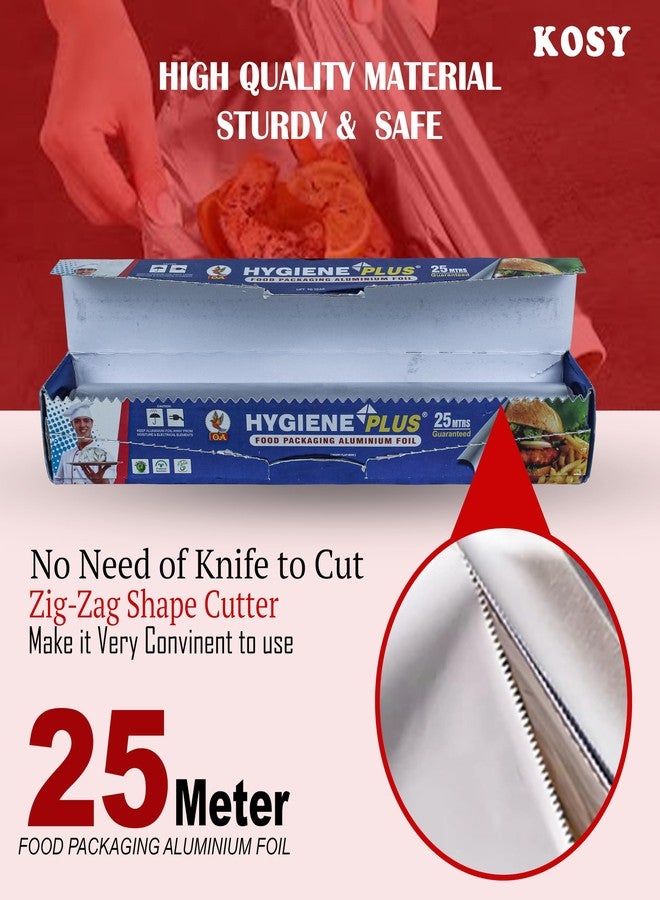 KOSY Aluminium Foil for Food Wrap | Fresh & Hygienic Kitchen Use | 25M Silver Foil Roll for Packing, Baking, Grilling, Tiffin, Catering, Cooking, Storage, Wrapping, Household and Commercial Use - Image 2