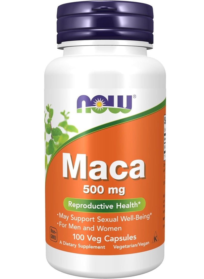 NOW Supplements, Maca (Lepidium meyenii) 500 mg, For Men and Women, Reproductive Health, 100 Veg Capsules - Image 1