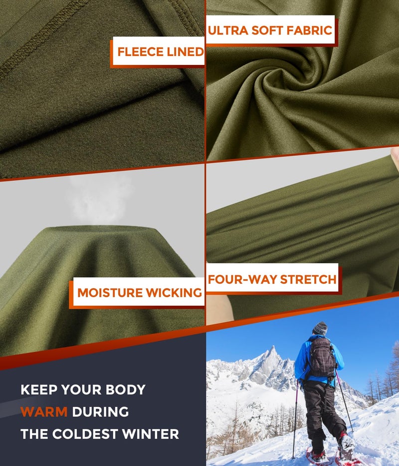 CL convallaria Thermal Underwear for Men, Winter Hunting Gear Sport Long Johns Base Layer Top and Bottom Set Midweight Army Green L - Image 5