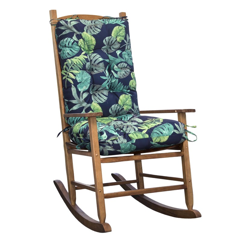 TESICA 1 Pack Outdoor Rocking Chair Cushion Floral Wicker Chair Cushion with Ties Overstuffed Seat Pad for Patio Porch Rocker Chair - Image 1