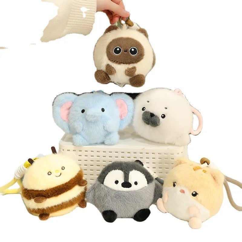 Y&D Small Inflatable Plush Animal Bee Elephant Cow Seal Hamster Penguin Chick Bunny Kitten Stress Relief Soft Toy Ball Keychain - Image 2