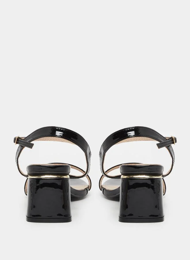 Styli Plain Ankle Strap Block Heel Sandals