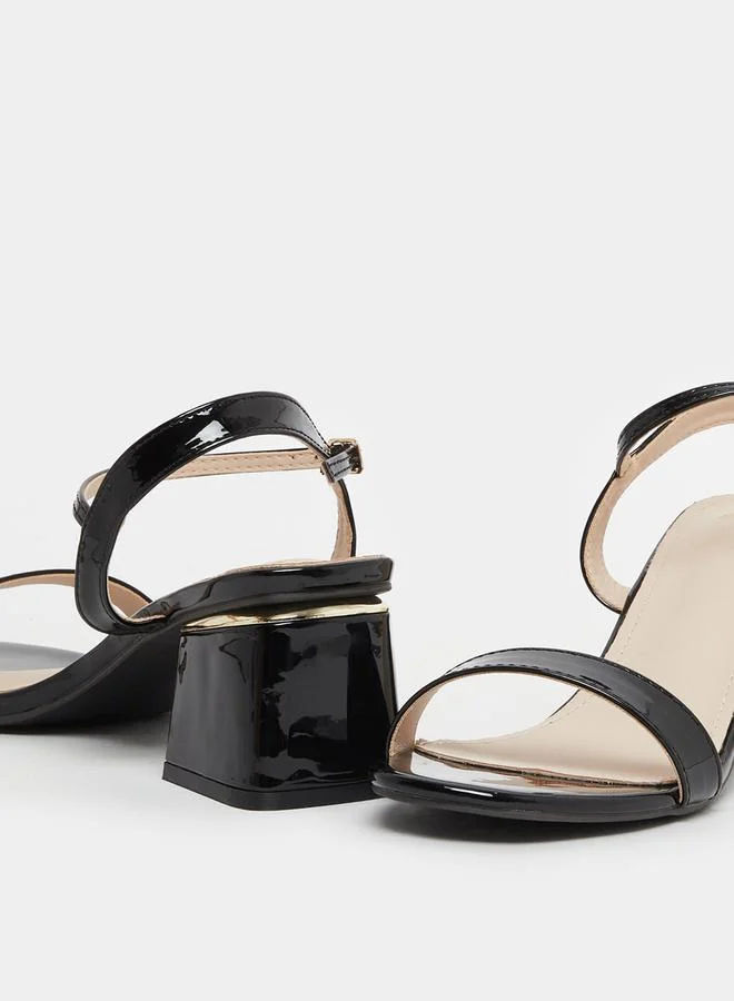 Styli Plain Ankle Strap Block Heel Sandals