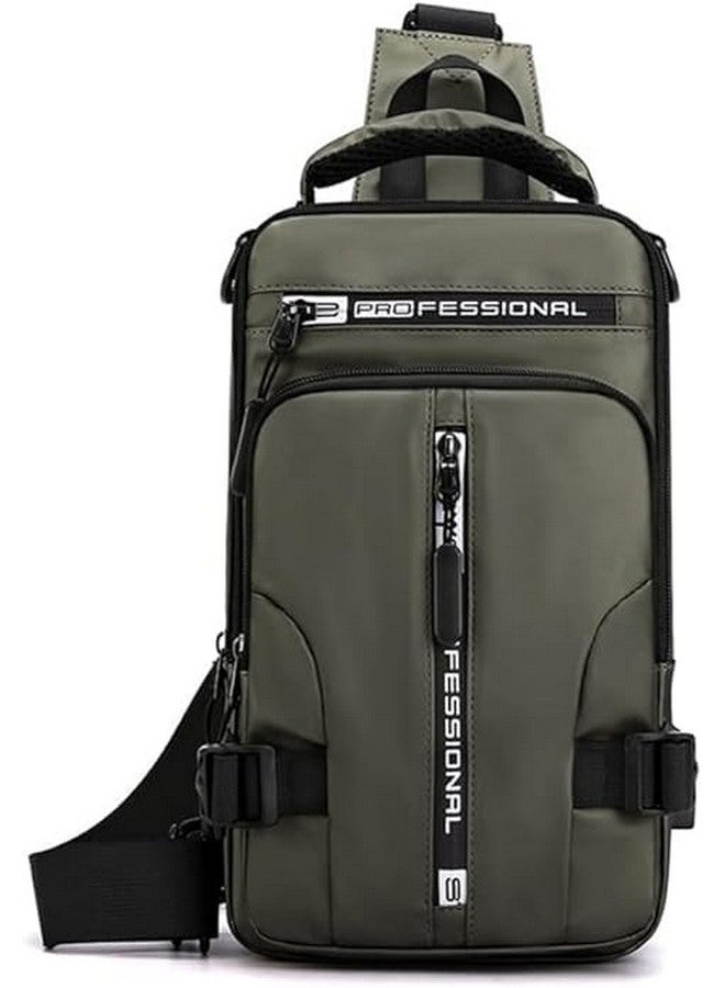 STESHWK Anti-Theft Chest Bag With USB Charging Port,Messenger Bags Waterproof Casual Shoulder Bag Travel Hiking Sling Bag For Men CrossBody Backpack For Men Women (Green) - Image 1