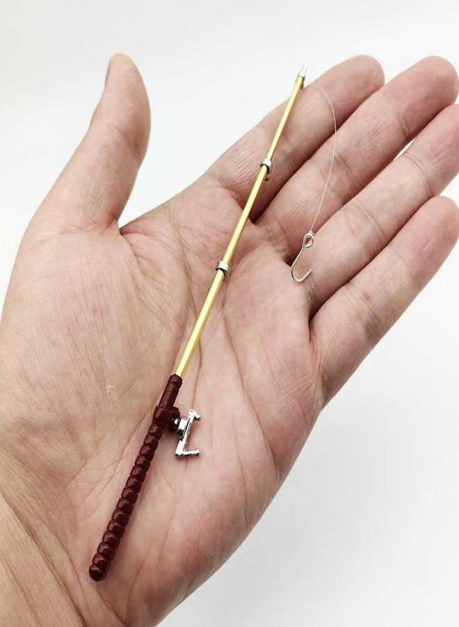 SXFSE Dollhouse Decoration Accessories, 1:12 Dollhouse Miniature Scene Model Fishing Rod Pretend Play Toy (Red, 6.1 inch) - Image 3