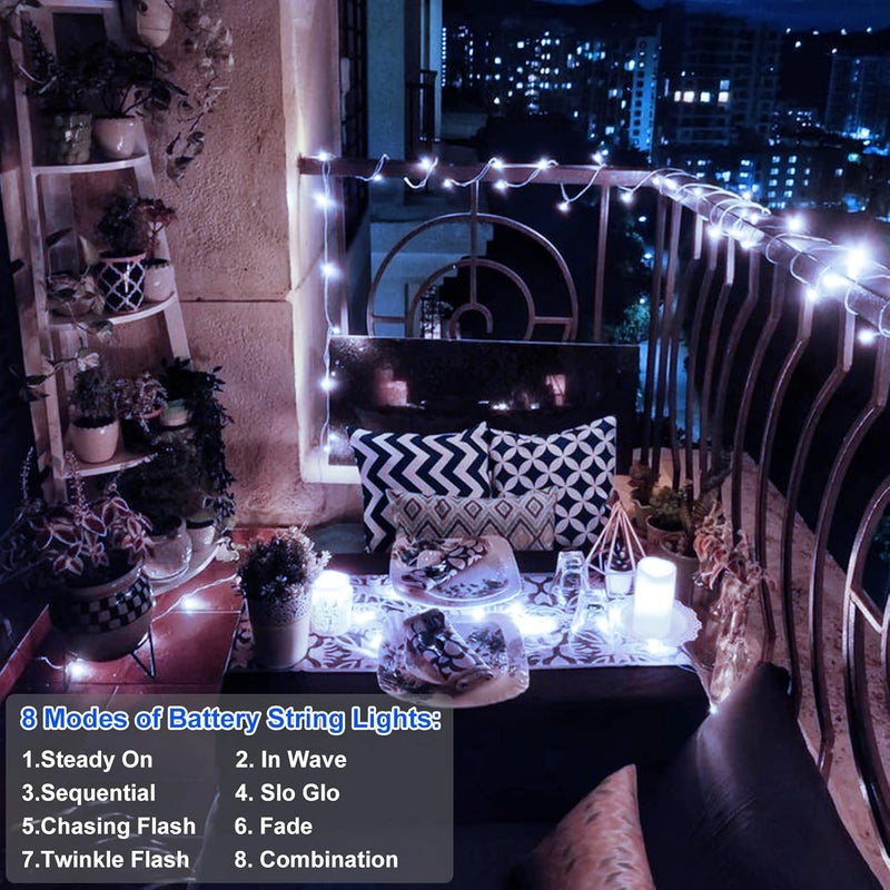 DealBeta 4 Pack Battery Operated Christmas String Lights,16.5Ft 50LED Tree Lights Timer Auto On/off Clear Wire Christmas Lights,8 Modes Fairy Lights Indoor Outdoor Light for Xmas Tree Wreath Garden Patio Deck - Image 5
