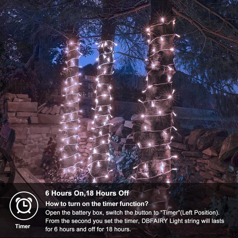 DealBeta 4 Pack Battery Operated Christmas String Lights,16.5Ft 50LED Tree Lights Timer Auto On/off Clear Wire Christmas Lights,8 Modes Fairy Lights Indoor Outdoor Light for Xmas Tree Wreath Garden Patio Deck - Image 4