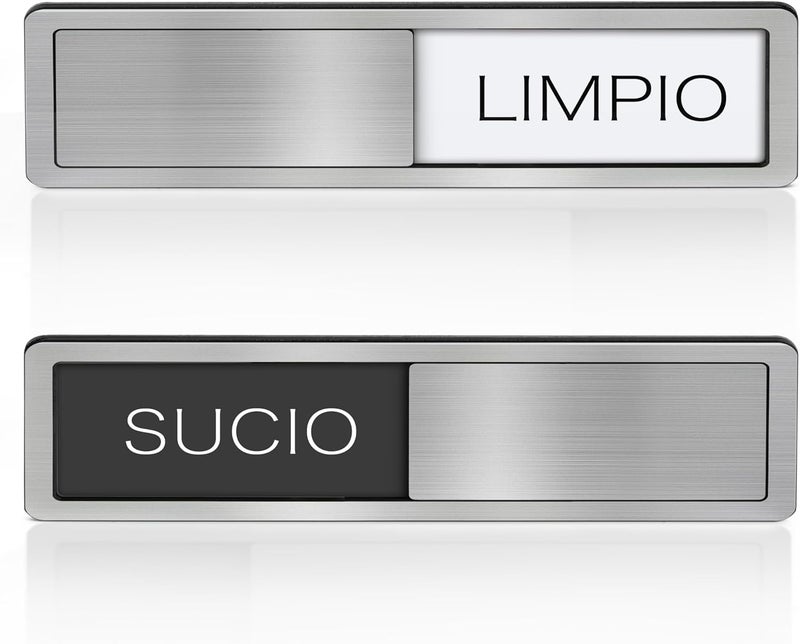 Abudada Dishwasher Clean Dirty Sign - Spanish Clean Dirty Magnet for Dishwasher, Stainless Steel LIMPIO/SUCIO Sign, Dishwasher Magnet Slider Indicator - Kitchen Organizers and Storage - Image 1
