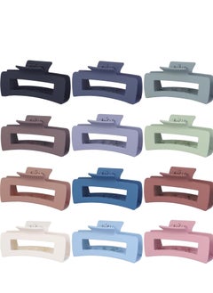 Sisiaipu Sisiaipu Hair Clip - Claw, 4.1 Inch Extra Large for Thick, Long, Curly Hair, 12 Pcs, 12 Rubber Paint and Plastic Materials, Non-Slip Design, Women and Girls Hair Accessories - Multicolor  - Image 1