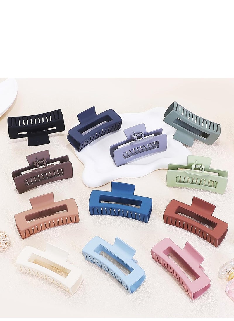 Sisiaipu Sisiaipu Hair Clip - Claw, 4.1 Inch Extra Large for Thick, Long, Curly Hair, 12 Pcs, 12 Rubber Paint and Plastic Materials, Non-Slip Design, Women and Girls Hair Accessories - Multicolor  - Image 2