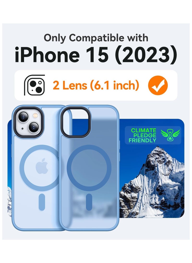 Generic - Magnetic Case For iPhone 15 Case Compatible with MagSafe Military Grade Protection Shockproof Translucent Matte Case Anti Scratch Shockproof Phone Case (Light Blue) - Image 1