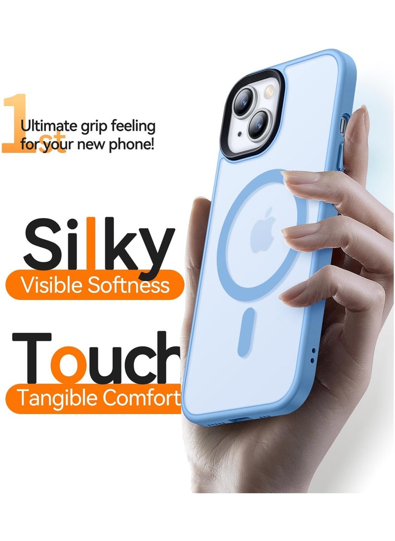 Generic - Magnetic Case For iPhone 15 Case Compatible with MagSafe Military Grade Protection Shockproof Translucent Matte Case Anti Scratch Shockproof Phone Case (Light Blue) - Image 1