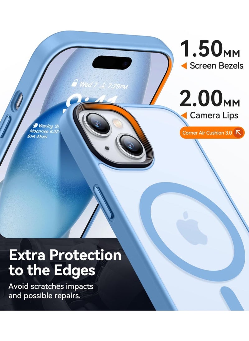 Generic - Magnetic Case For iPhone 15 Case Compatible with MagSafe Military Grade Protection Shockproof Translucent Matte Case Anti Scratch Shockproof Phone Case (Light Blue) - Image 1