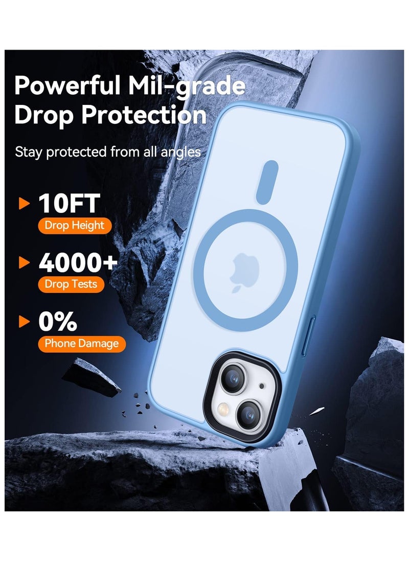 Generic - Magnetic Case For iPhone 15 Case Compatible with MagSafe Military Grade Protection Shockproof Translucent Matte Case Anti Scratch Shockproof Phone Case (Light Blue) - Image 1