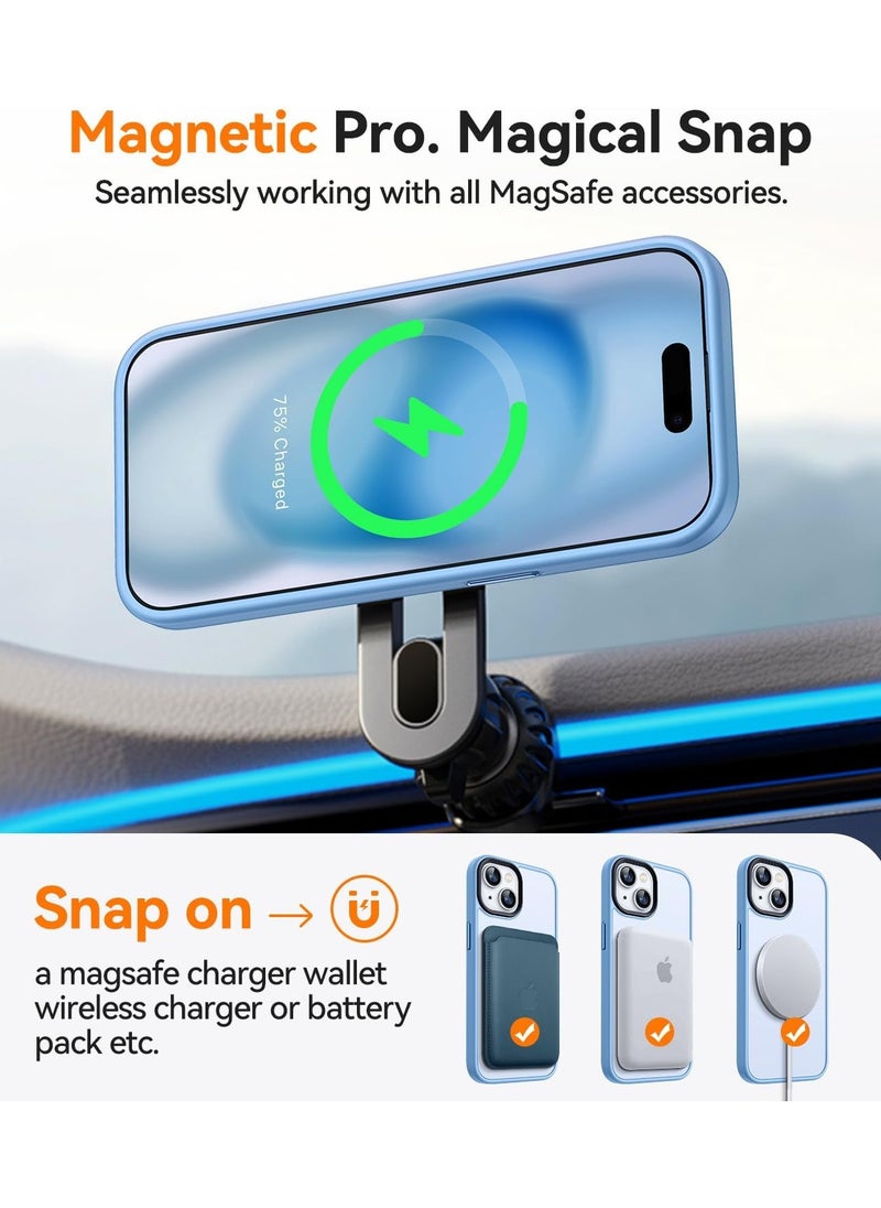 Generic - Magnetic Case For iPhone 15 Case Compatible with MagSafe Military Grade Protection Shockproof Translucent Matte Case Anti Scratch Shockproof Phone Case (Light Blue) - Image 1