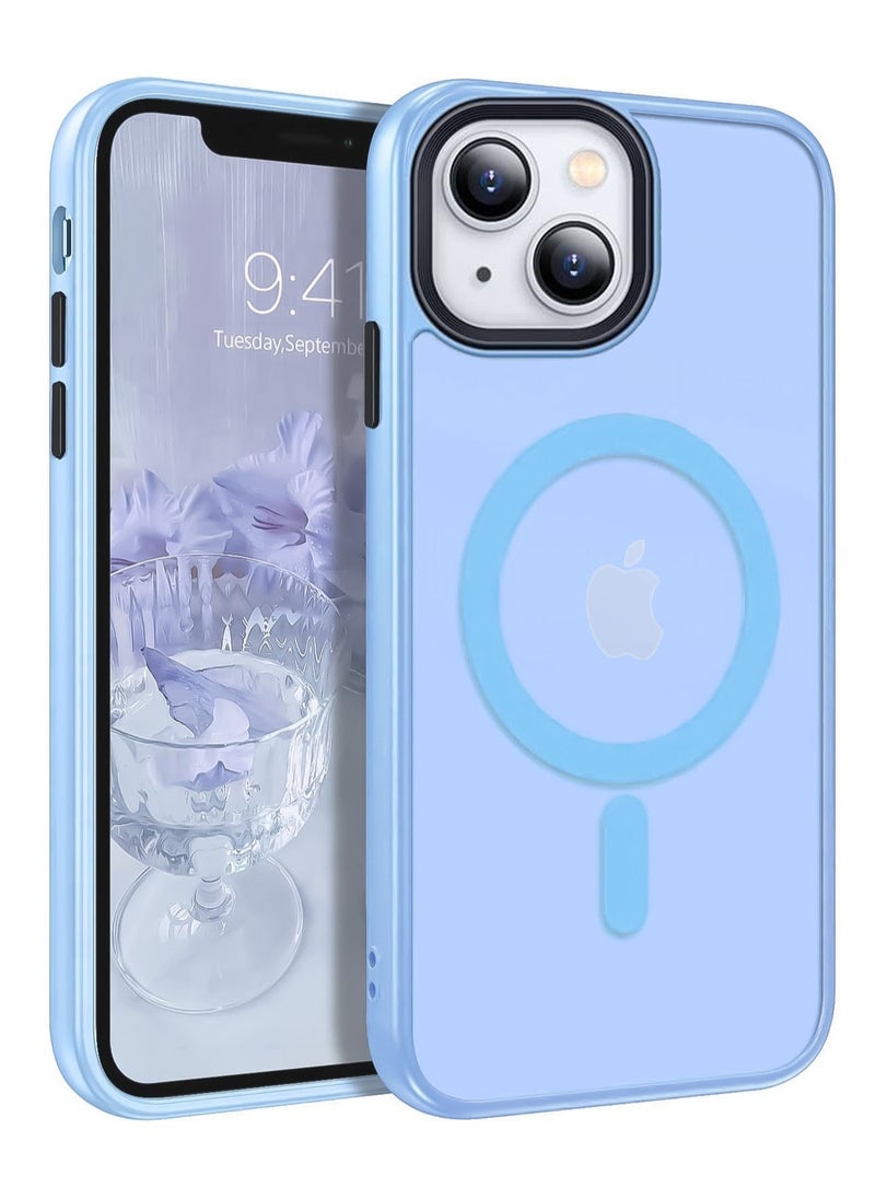 Generic - Magnetic Case For iPhone 15 Case Compatible with MagSafe Military Grade Protection Shockproof Translucent Matte Case Anti Scratch Shockproof Phone Case (Light Blue) - Image 1