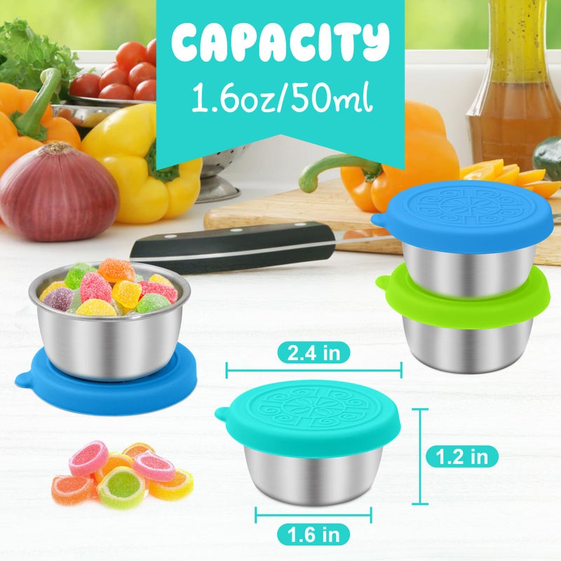 LIEMAND 6x1.6 oz Salad Dressing Container to Go, Leakproof Reusable Stainless Steel Small Container with Lid,Sauce Containers for Lunch box,Picnics,Travel,Office and Meal Prep - Image 2