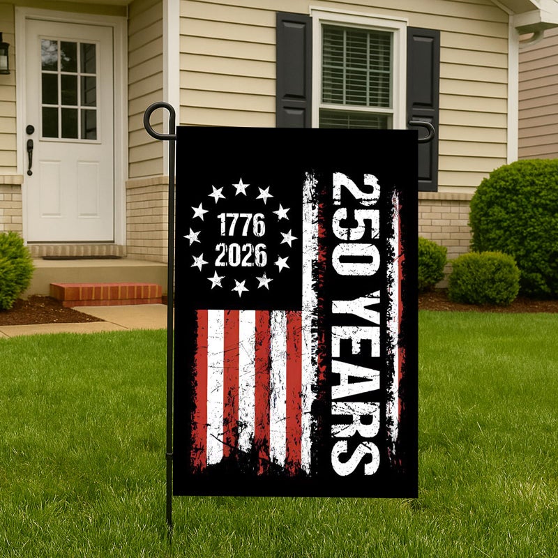 WENWELL 250 Years Anniversary Garden Flag,Blessings 250th Freedom Patriotic Banner Double, Sided with Stars and Stripes Design,1776-2026 Commemorative, 12x18 Inch - Image 2