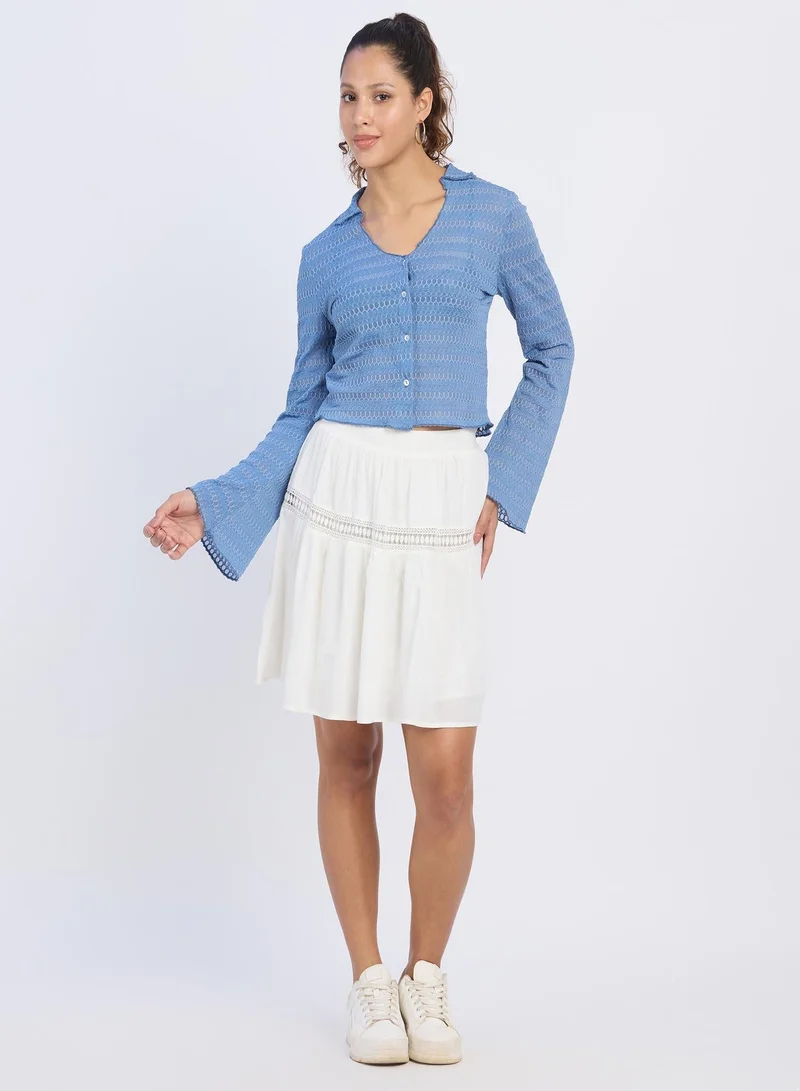 Pinacolada  Women's Tufts Blue Textured-Knitted Top for Women | Best Price UAE