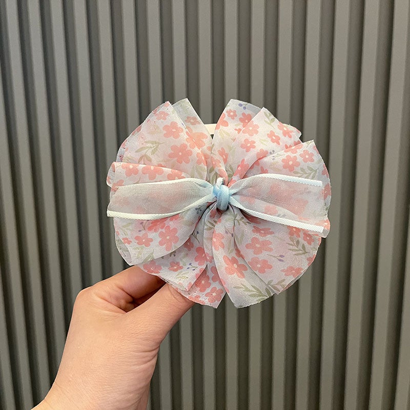 Kids Floral Bow Hair Clip Cute Princess Accessory Royal blue hair clip A2-3