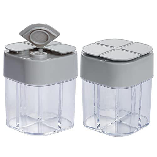 Miayon Miayon 2 Pack 4 in 1 Spice Container Salt and Pepper Shaker Transparent Seasoning Shaker Can Filter Lumps Spice Jars for Home Restaurant Camping Travel Cooking BBQ Grey 