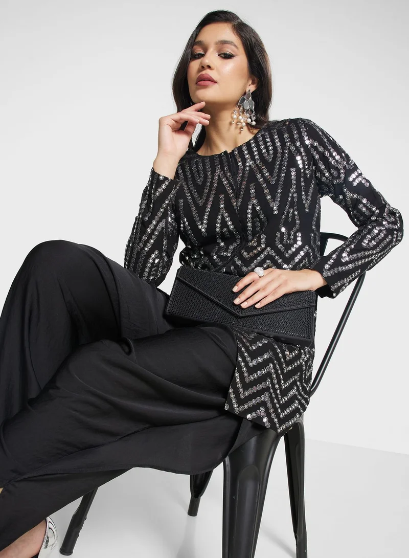 The Arab Crab Embellished Top & Dhoti Set