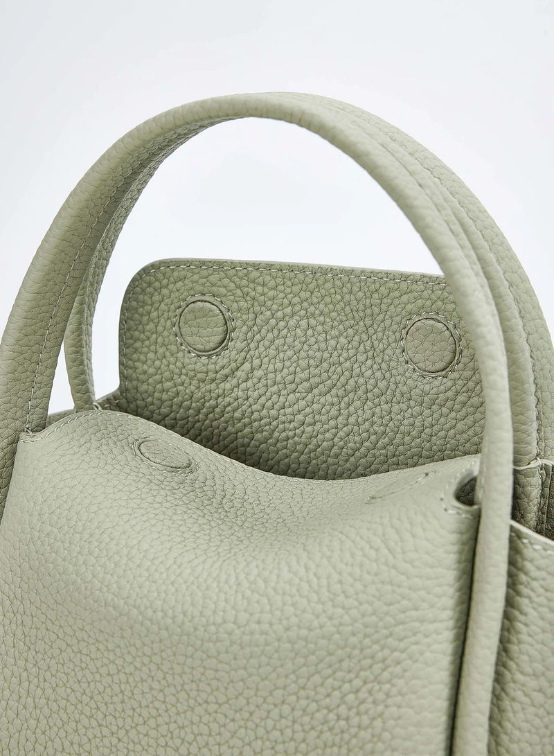 Songmont Yuanbao bag mini vegetable basket designer hand-held crossbody mini small mobile phone bag-Bluestone Green  - Image 4