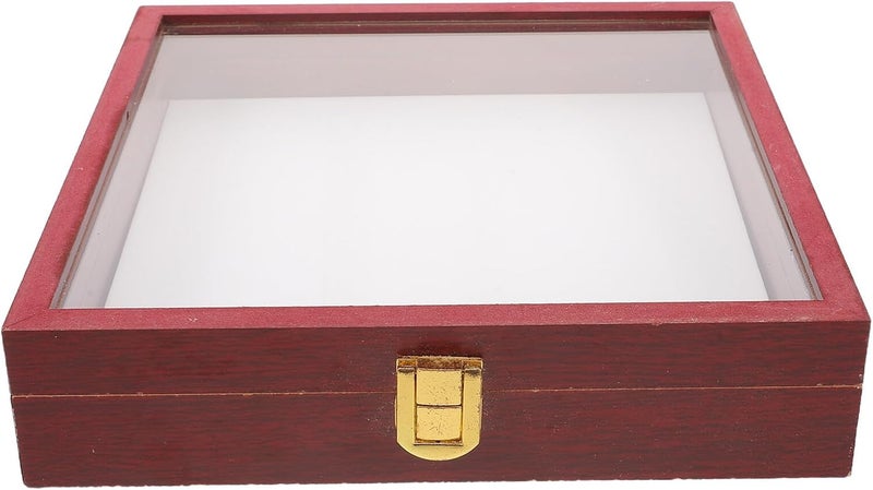 PRETYZOOM Specimen Display Shadow Box 20x20x4.5cm with Acrylic Lid and Cushion, Wood Storage Case for Butterfly and Bug Collection, Suitable for Home Décor and Educational Display - Image 1