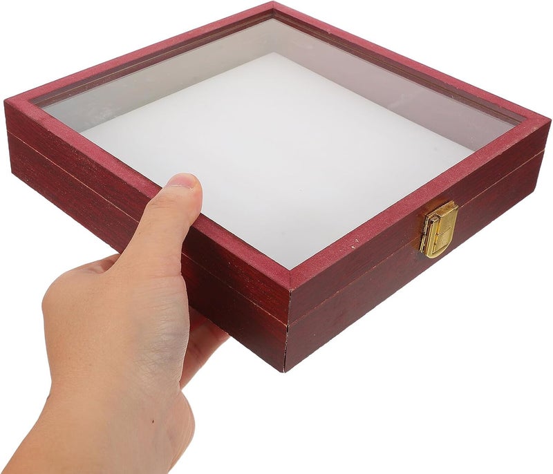 PRETYZOOM Specimen Display Shadow Box 20x20x4.5cm with Acrylic Lid and Cushion, Wood Storage Case for Butterfly and Bug Collection, Suitable for Home Décor and Educational Display - Image 4