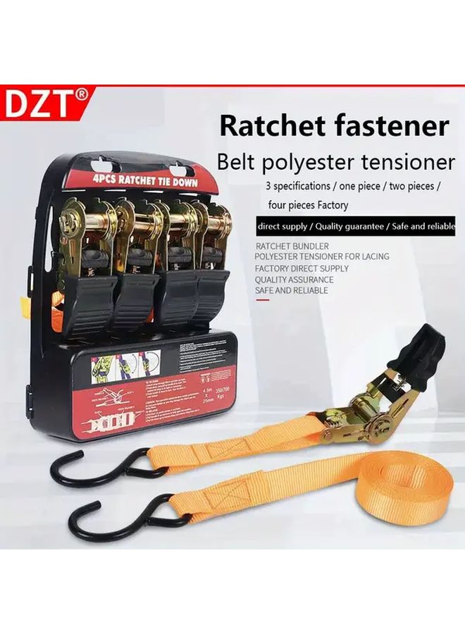 4 Pcs 1 Inch Ratchet Tie Down Straps Durable Polyester Cargo Straps for Trucks - Image 4