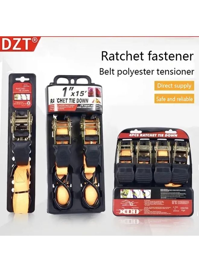 4 Pcs 1 Inch Ratchet Tie Down Straps Durable Polyester Cargo Straps for Trucks - Image 2