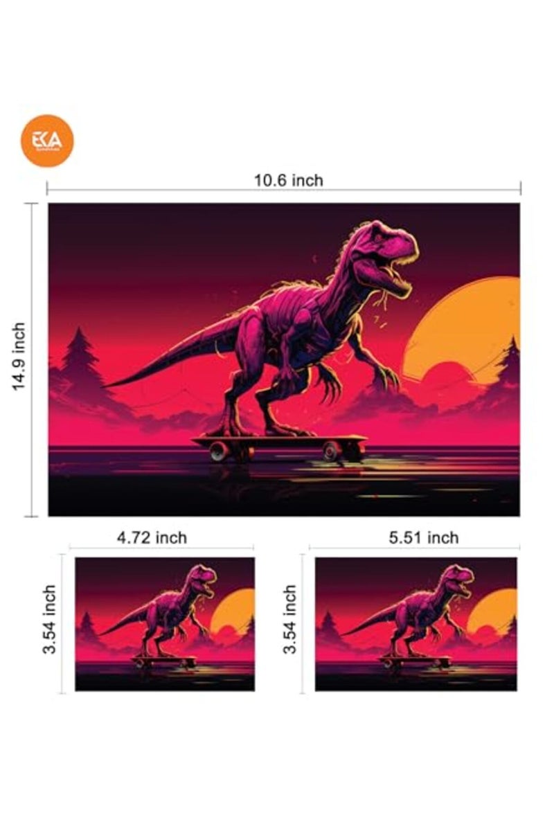 Dinosaur Skateboard Digital Art Laptop Skin Sticker Decal - Image 2