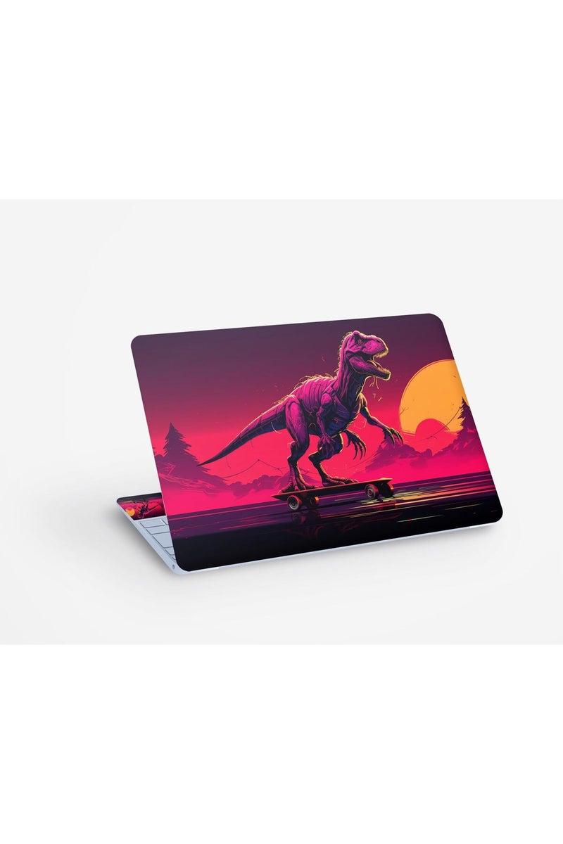 Dinosaur Skateboard Digital Art Laptop Skin Sticker Decal - Image 1