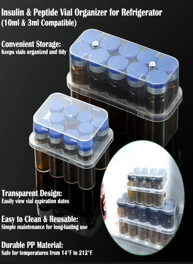 BCDHAMATE 20 Slots Insulin & Peptide Vials Refrigerator Storage Holder Set,10 mL Insulin Bottle Holder & 3 mL Peptide Vial Organizer, Diabetic Care Organizer Solution - Image 2