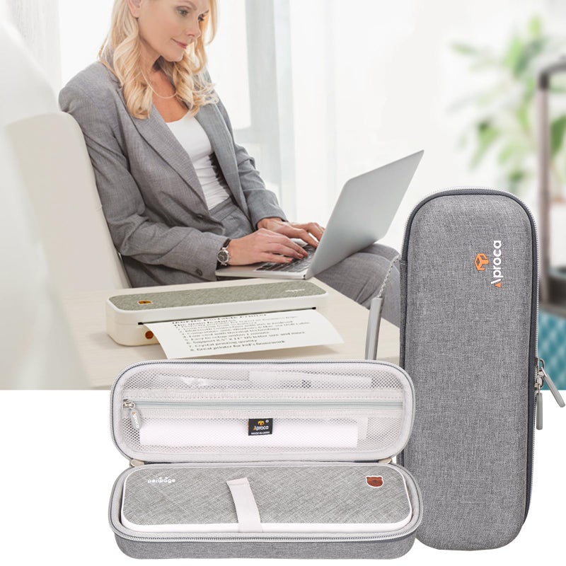 Aproca Portable Printers Case Compatible with TATTMUSE/JADENS/MUNBYN ITP01 Wireless Bluetooth Printer and Accessories, Storage Hard Bag (Case Only)-Grey - Image 4