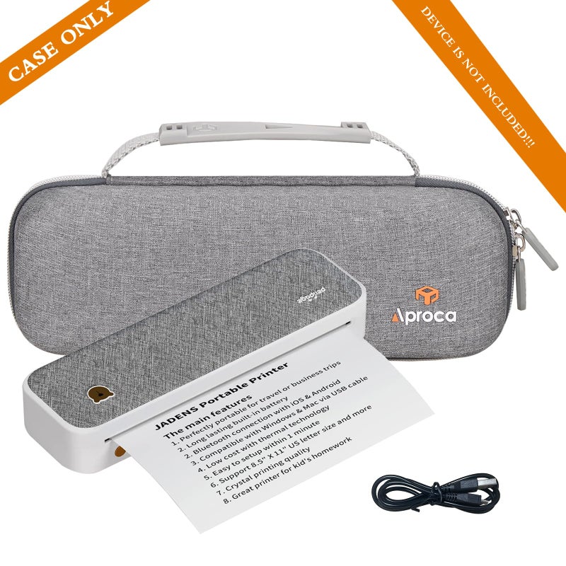 Aproca Portable Printers Case Compatible with TATTMUSE/JADENS/MUNBYN ITP01 Wireless Bluetooth Printer and Accessories, Storage Hard Bag (Case Only)-Grey - Image 5