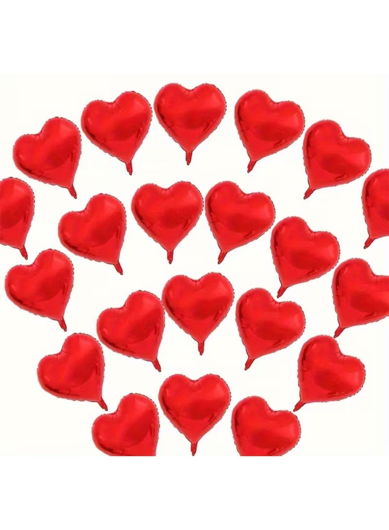 KRONFOL 15 Red Heart-Shaped Foil Balloons,  Shiny Metallic Finish, Durable, Easy to Hold for Valentine's Day, Weddings, Birthdays, Proposals - Image 1