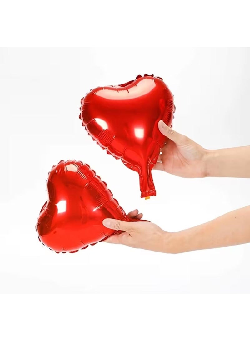 KRONFOL 15 Red Heart-Shaped Foil Balloons,  Shiny Metallic Finish, Durable, Easy to Hold for Valentine's Day, Weddings, Birthdays, Proposals - Image 2