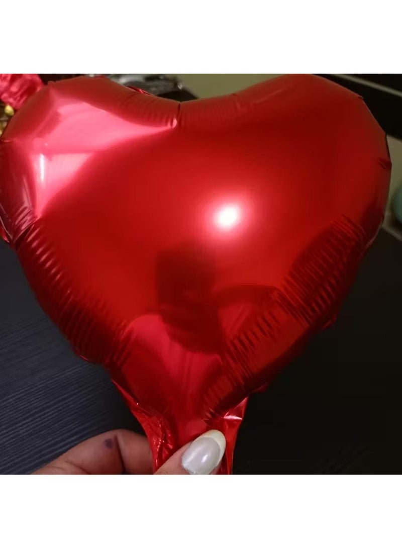 KRONFOL 15 Red Heart-Shaped Foil Balloons,  Shiny Metallic Finish, Durable, Easy to Hold for Valentine's Day, Weddings, Birthdays, Proposals - Image 3