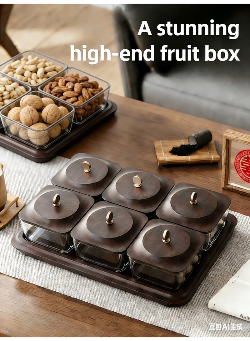 Wood grain fruit plate, nuts container dried fruit nut candy plate Candy Nuts Cookies Chips Party - view 2