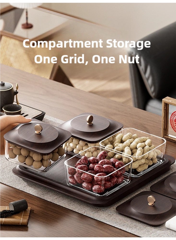 Wood grain fruit plate, nuts container dried fruit nut candy plate Candy Nuts Cookies Chips Party - view 4