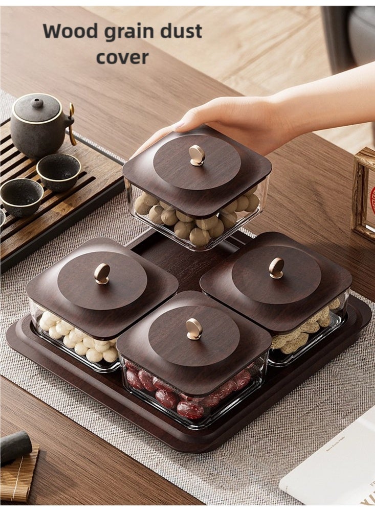 Wood grain fruit plate, nuts container dried fruit nut candy plate Candy Nuts Cookies Chips Party - view 5