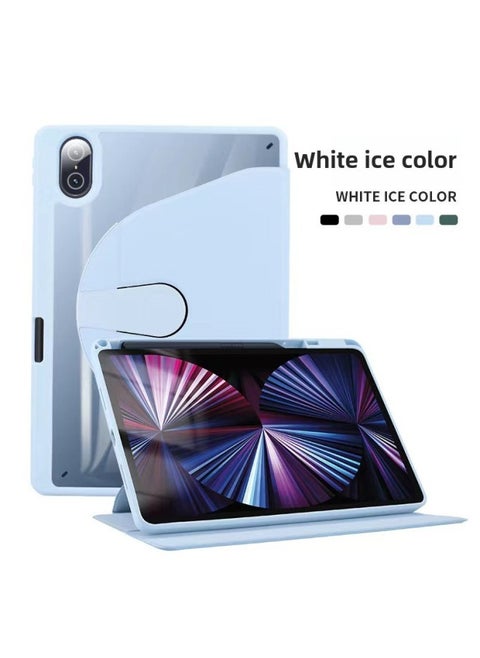 Suitable For Tab Samsung S7s8 Acrylic Protective Cover S9 Bracket Hibernation Flat Transparent Folding Flip Cover-Color:White Ice Blue-Applicable Model:TAB S9 11 2023