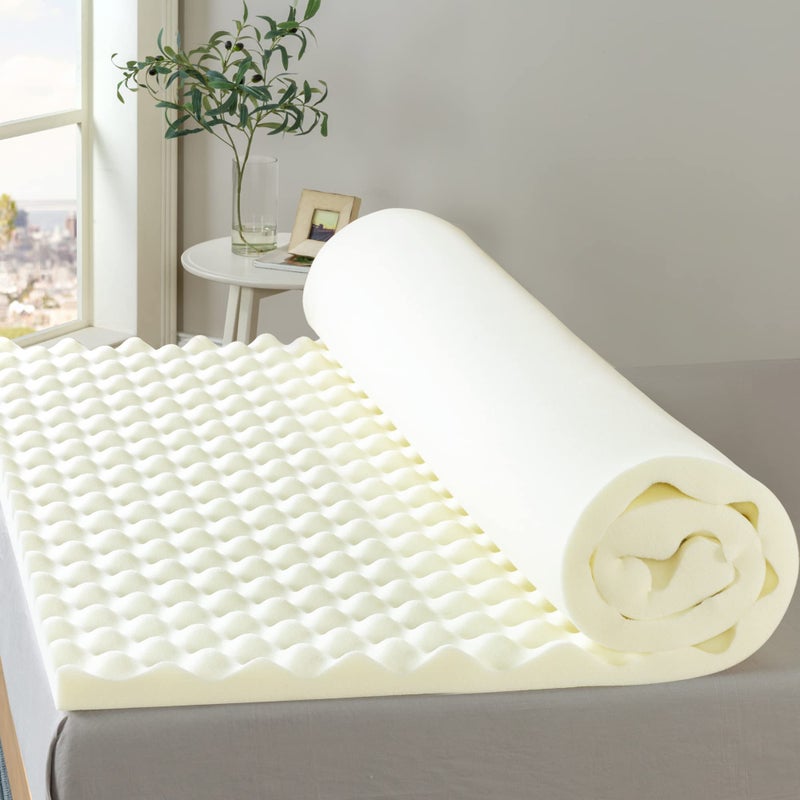 ZINUS 2 Inch Copper Cooling Memory Foam Mattress Topper With Airflow Design, Full, White - Image 1